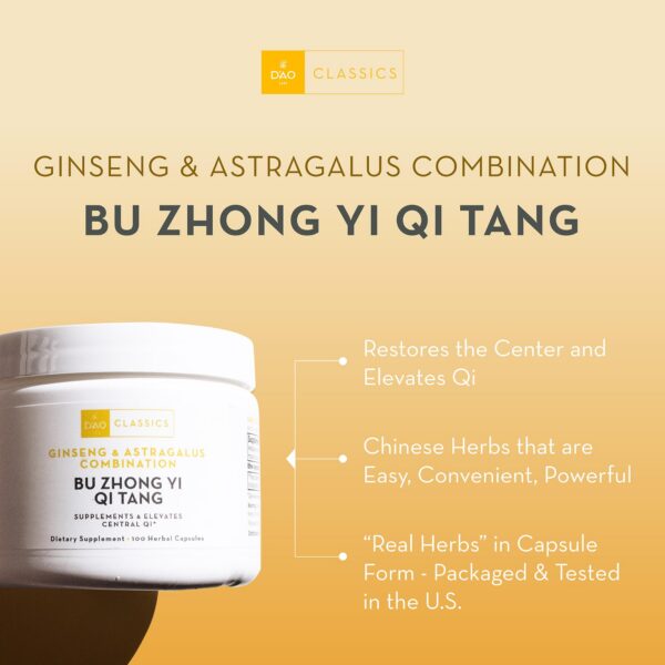 Caja cápsulas Bu Zhong Yi Qi Tang D’AO Labs con ginseng y astrágalo
