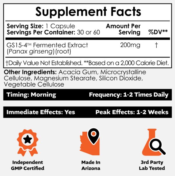 Caja cápsulas extracto ginseng Panax Nootropics Depot