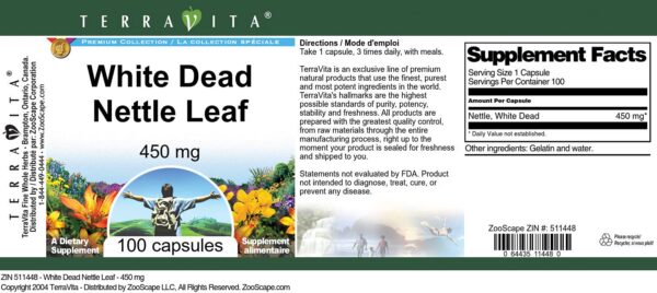 Caja con cápsulas de hojas de ortiga blanca 450 mg