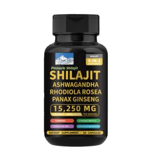 Caja de cápsulas PINNACLE SHILAJIT suplemento 8 en 1 bienestar