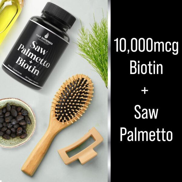 Caja de cápsulas veganas Saw Palmetto y Biotina cabello
