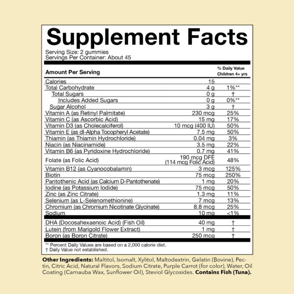 Version 1.0.0 Caja Childlife Essentials gomitas para niños con DHA y luteína