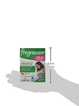 Version 1.0.0 Caja y detalles del multivitamínico para embarazo Vitabiotics Pregnacare Plus.