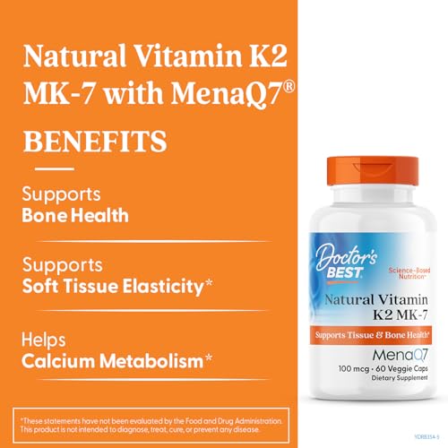 Caja Doctor's Best Vitamina K2 Mk-7 100mcg para huesos fuertes