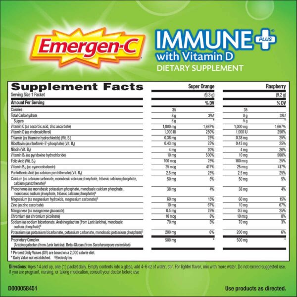 Caja Emergen-C Immune+ 70 sobres sabores frambuesa y naranja