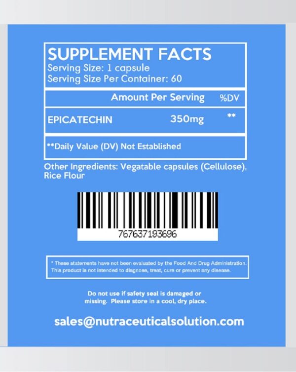 Caja de epicatequina suplementaria 350 mg 60 dosis