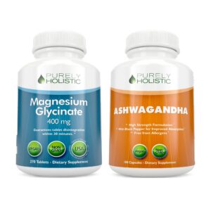 Caja y etiqueta del suplemento magnesio glicinato y ashwagandha