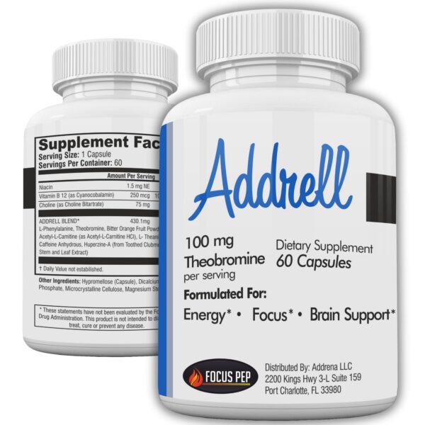 Caja de Focus Pep Addrell pastillas estimulantes de energía