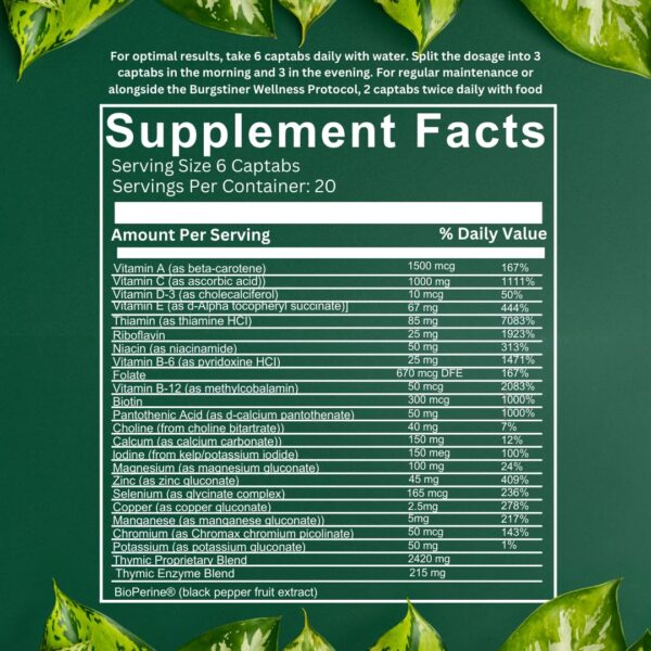 Caja de Fórmula Completa de Timo multivitamínico integral 120 cápsulas