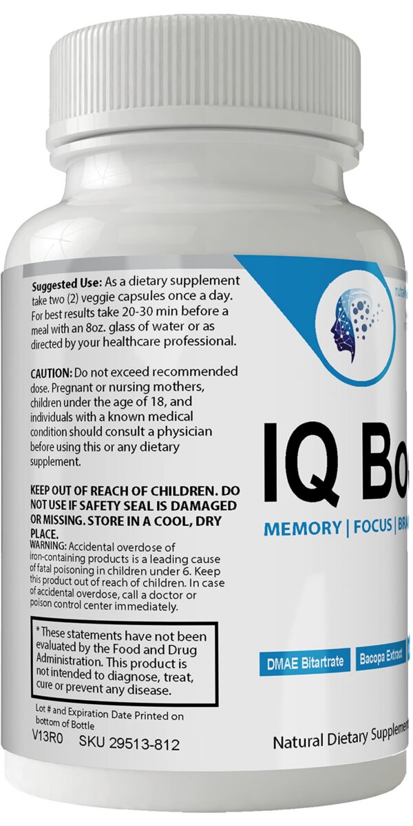 Caja y frasco IQ Boost nootrópico nutra4health