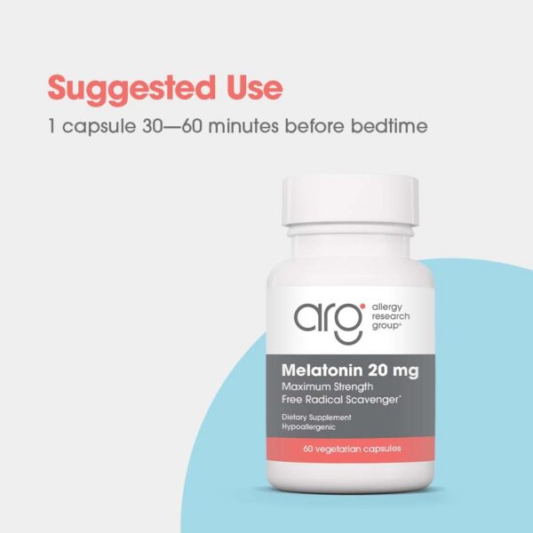 Caja y frasco Melatonina Allergy Research Group 60 cápsulas