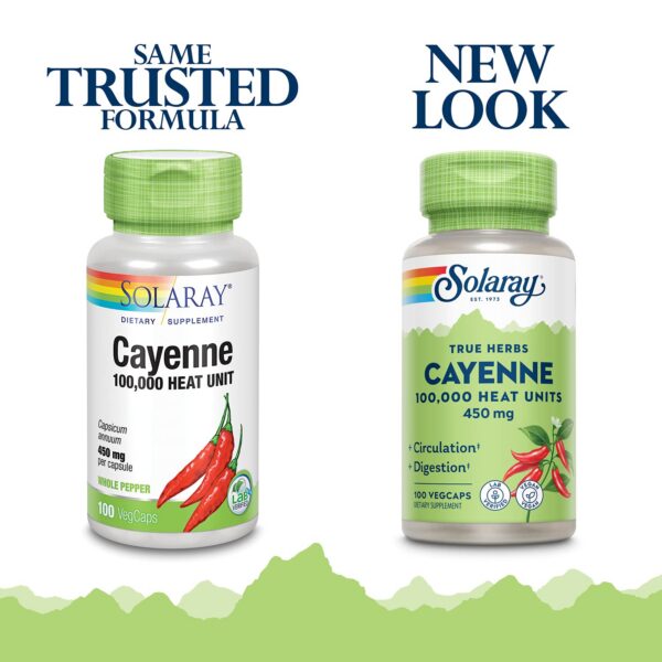 Version 1.0.0 Caja y frasco de pimienta cayena 100 cápsulas veganas no OGM
