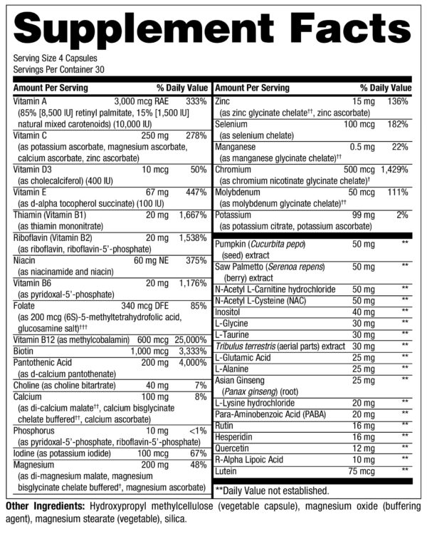Caja y frasco suplemento multivitaminico MultiMedica para hombres