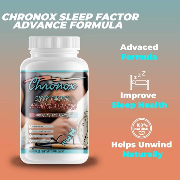 Caja frontal CHRONOX suplemento para sueño natural 60 cápsulas