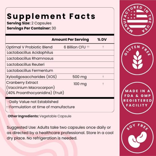 Suplemento Optimal Prime con prebióticos y lactobacillus para salud femenina