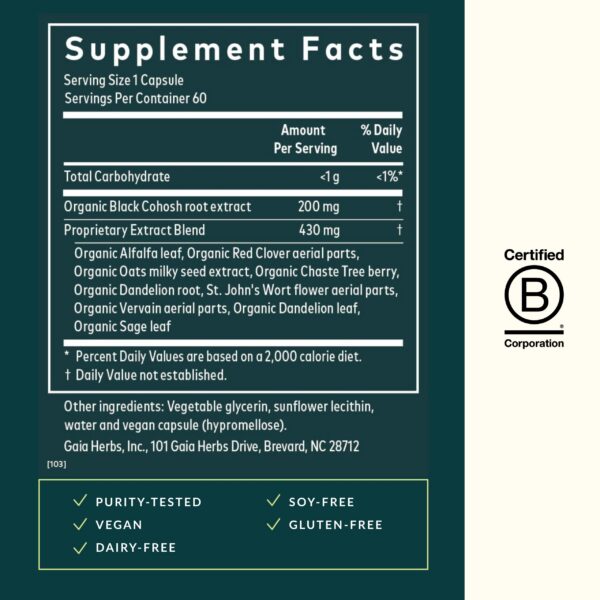Caja Gaia Herbs Menopause Support apoyo hormonal menopausia