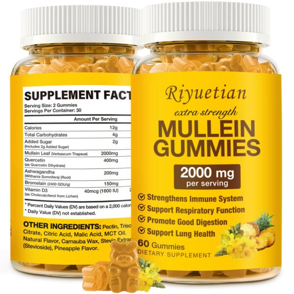 Caja de gomitas mullein Riyuetian con 2000mg extracto y 60 piezas