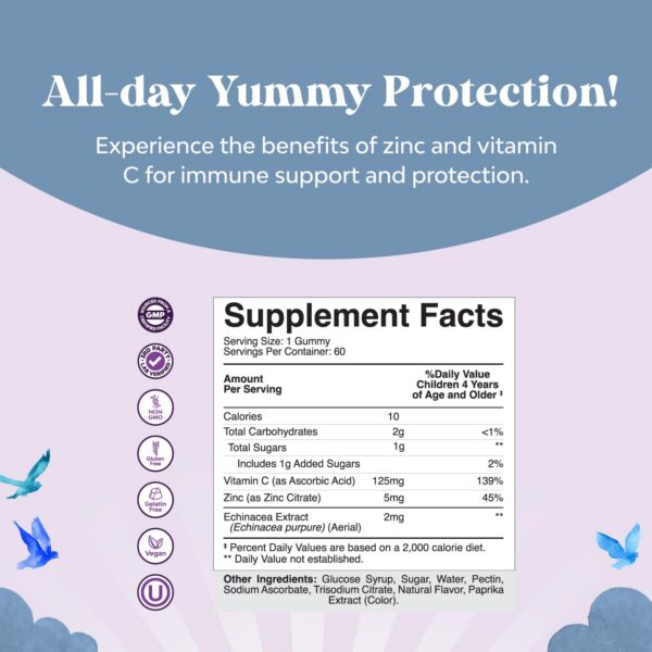 Caja con gomitas de vitamina C y zinc para niños Natures Craft