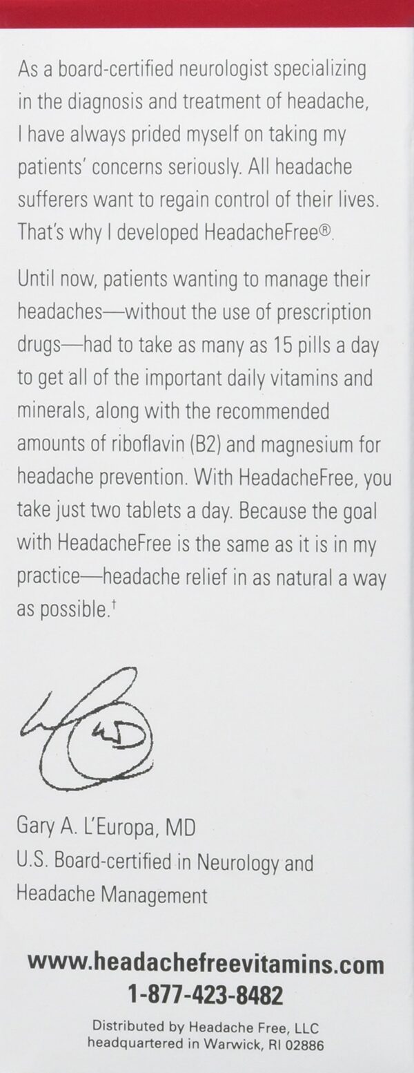 Version 1.0.0 Caja HeadacheFree multivitamínico para dolores de cabeza