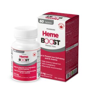 Caja Hemeboost suplemento natural de hierro de alta absorción