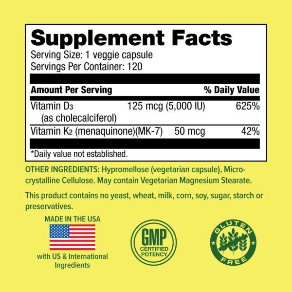 Caja Hi-Health vitamina d3+k2 120 cápsulas