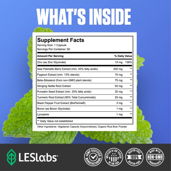 Version 1.0.0 Caja LES Labs salud prostática y confort urinario 60 cápsulas