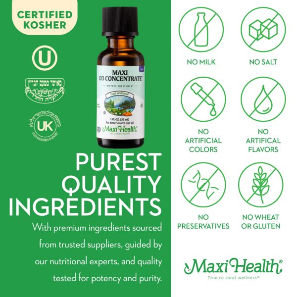 Caja de Maxi Health Vitamina D3 concentrada 1 fl oz para adultos