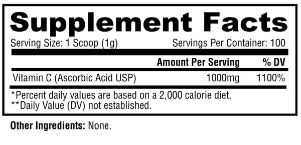 Version 1.0.0 Caja Metabolic Nutrition vitamina C 100g ácido ascórbico