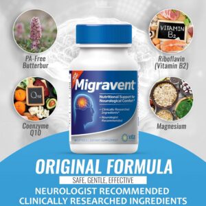 Caja de Migravent con vitamina B2, magnesio y extractos herbales premium