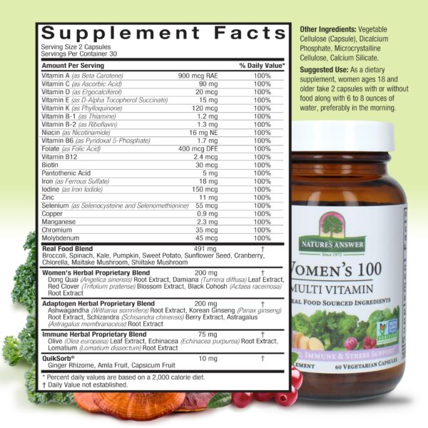 Caja multivitaminas vegetarianas para mujeres Nature's Answer