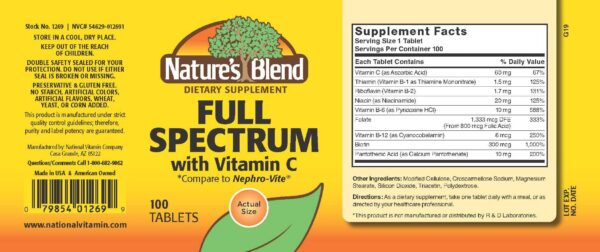 Caja Nature's Blend B complejo vitamina C 100 cápsulas