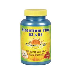 Caja Nature's Life Estroncio Plus vitamin D3 K2 60 tabletas