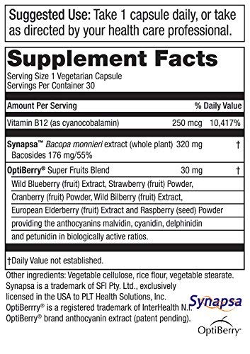 Caja Purity Products Memory500 extracto Bacopa para memoria