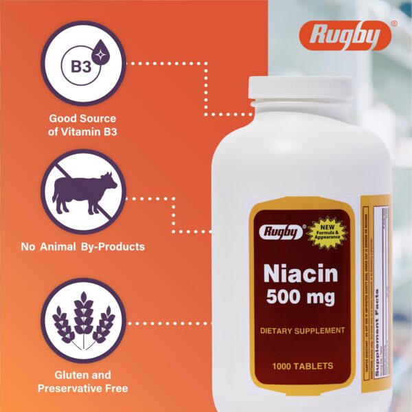 Caja rugby niacina 500mg vitaminas suplemento