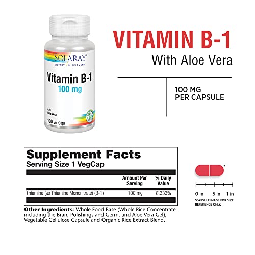 Caja Solaray vitamina B1 100mg 100 cápsulas veganas sin OGM
