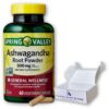 Caja Spring Valley Ashwagandha 60 cápsulas 500 mg