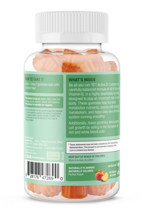 Caja SUKU gomitas vitamina B y vitamina C sabor durazno