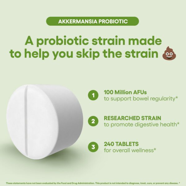Suplemento probiótico Akkermansia con caja y frasco