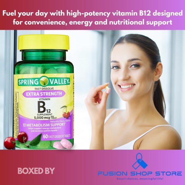 Caja suplemento B12 rápida absorción sabor cereza Spring Valley