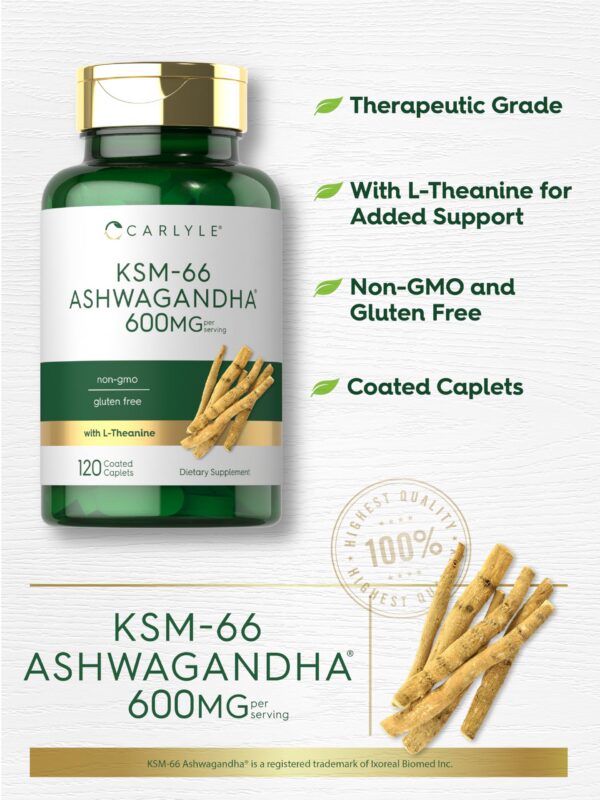 Caja del suplemento Carlyle KSM-66 Ashwagandha 600mg vegano