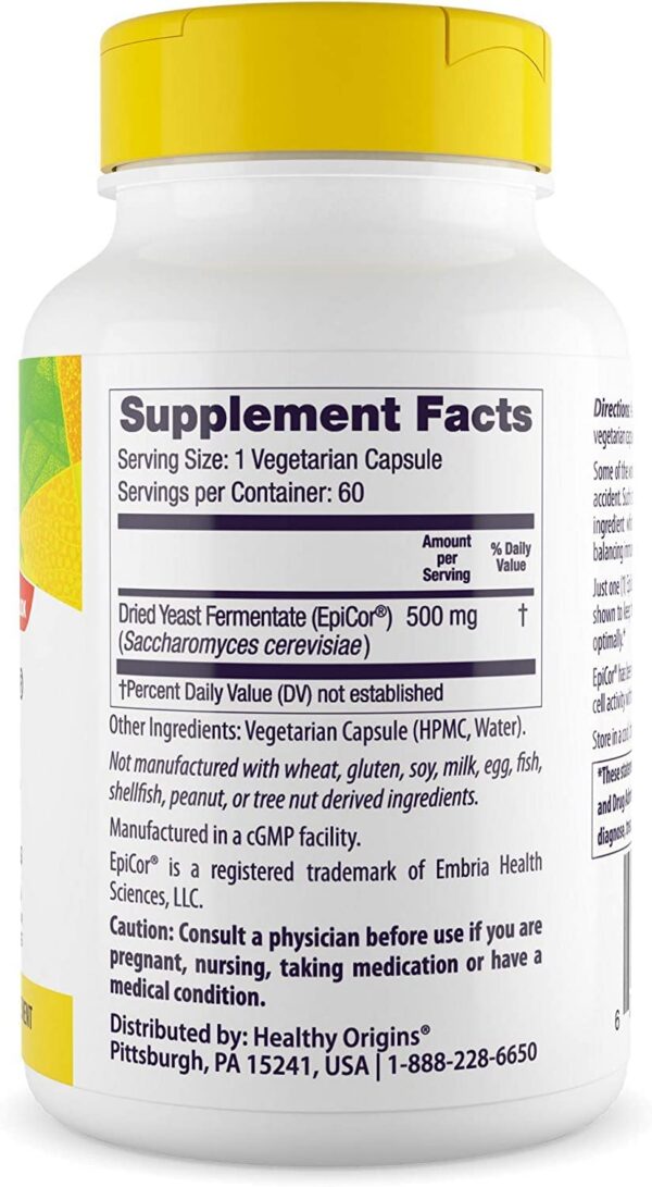 Caja de suplemento EpiCor 500 mg Healthy Origins 60 cápsulas