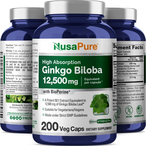Caja de suplemento Ginkgo Biloba NusaPure
