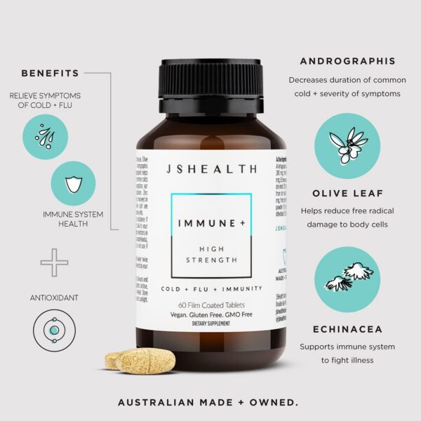 Caja del suplemento inmune JSHealth con equinácea y antioxidantes