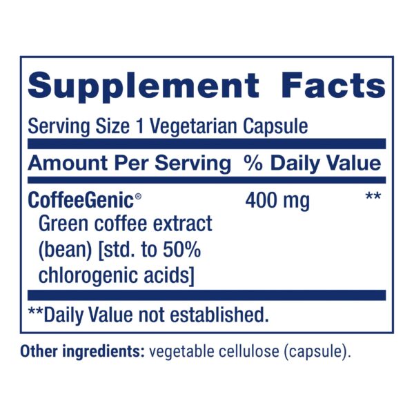 Caja de suplemento Life Extension CoffeeGenic