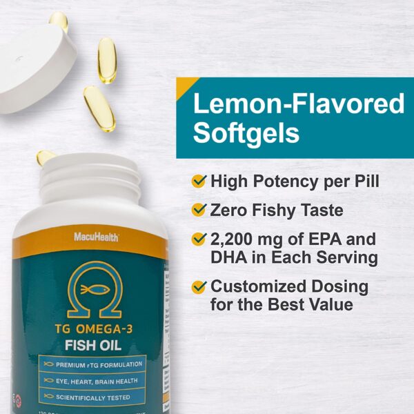 Version 1.0.0 Caja del suplemento Macuhealth Omega 3 con fórmula triglicéridos