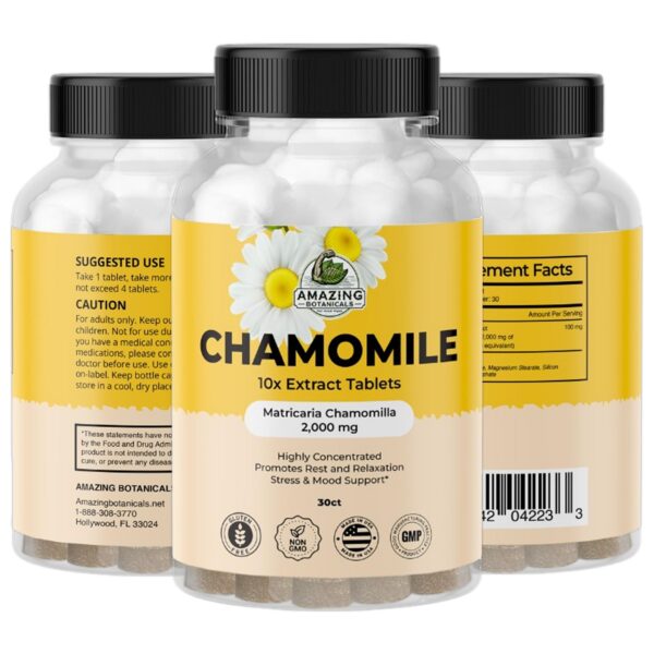 Caja de suplemento de manzanilla Amazing Botanicals para relajación