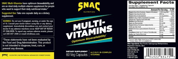 Version 1.0.0 Caja de suplemento multivitaminas SNAC 60 cápsulas