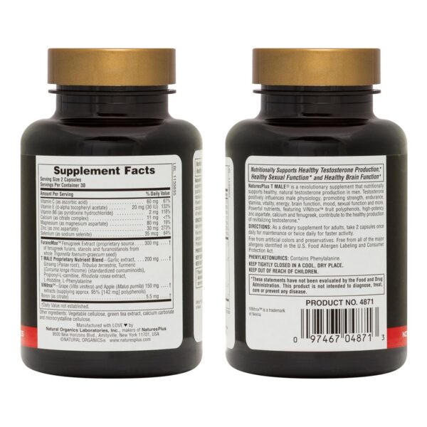 Caja del suplemento NaturesPlus T Male para energía masculina