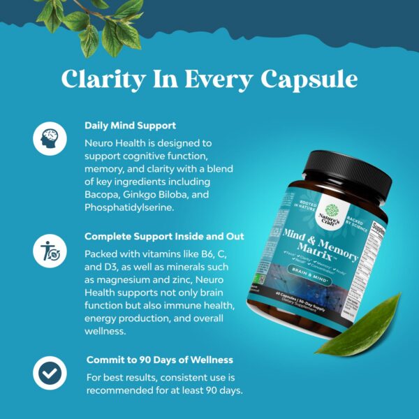 Version 1.0.0 Caja del suplemento nootrópico con vitaminas para memoria