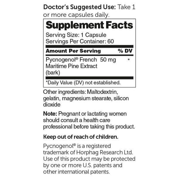 Version 1.0.0 Caja del suplemento Pycnogenol con extracto patentado
